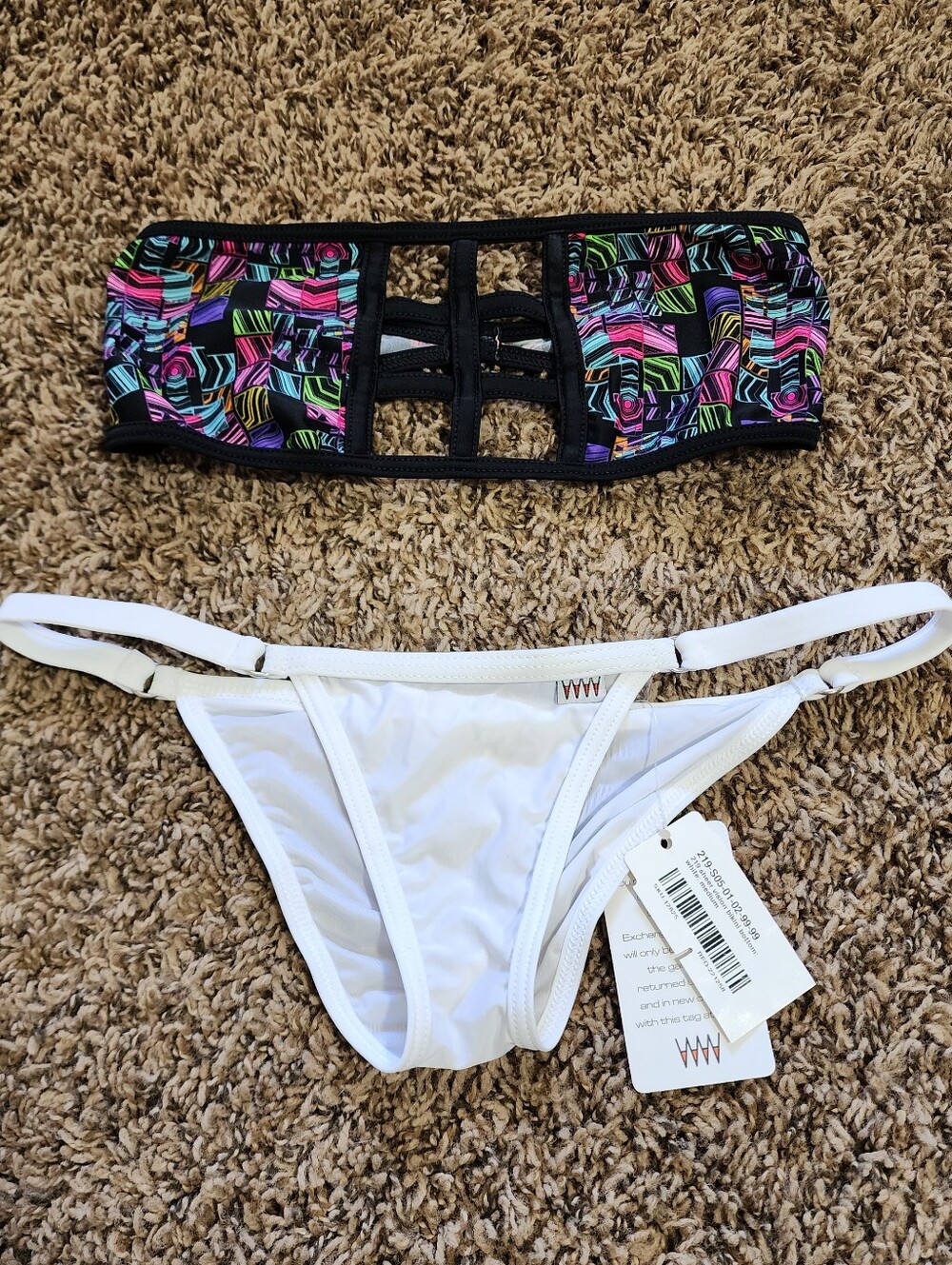 Wicked Weasel Sheer Bikini Set Two Pieces Geometric Multicolor Medium - Picture 4 of 5